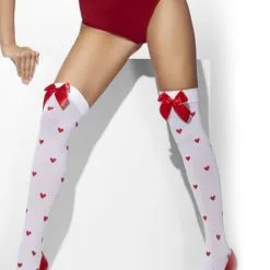 Funidelia Hold Up Tights With Hearts And Red Ribbons