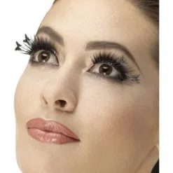 Funidelia Women's Black Eyelashes With Butterflies
