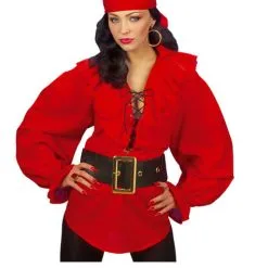Funidelia Womens Red Pirate Shirt -Pirates Sales Store womens red pirate shirt 2